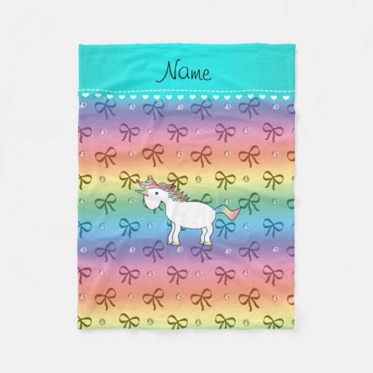 Persoonlijke naam eenhoornregenboogruitjes fleece deken (Voorkant)