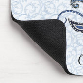 Persoonlijke naam Elegant Floral Paisley Blue Muismat (Hoek)