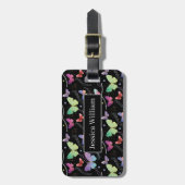 Persoonlijke naam Elegant Paars Bright Butterflies Bagagelabel (Voorkant verticaal)