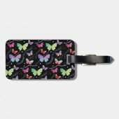 Persoonlijke naam Elegant Paars Bright Butterflies Bagagelabel (Achterkant horizontaal)