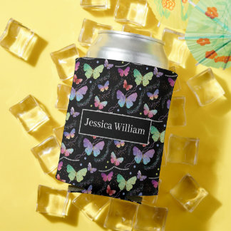 Persoonlijke naam Elegant Paars Bright Butterflies Blikjeskoeler