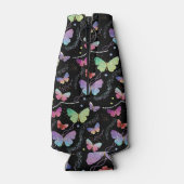 Persoonlijke naam Elegant Paars Bright Butterflies Flesjeskoeler (Achterkant)