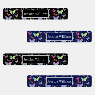 Persoonlijke naam Elegant Paars Bright Butterflies Labels