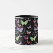 Persoonlijke naam Elegant Paars Bright Butterflies Mok (Midden)