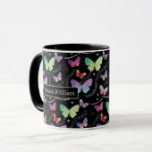 Persoonlijke naam Elegant Paars Bright Butterflies Mok (Voorkant links)