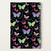 Persoonlijke naam Elegant Paars Bright Butterflies Notitieboek (Achterkant)