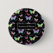 Persoonlijke naam Elegant Paars Bright Butterflies Ronde Button 5,7 Cm (Voorkant)