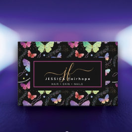 Persoonlijke naam Elegant Paars Bright Butterflies Visitekaartje