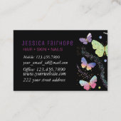 Persoonlijke naam Elegant Paars Bright Butterflies Visitekaartje (Achterkant)