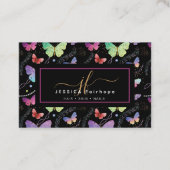 Persoonlijke naam Elegant Paars Bright Butterflies Visitekaartje (Voorkant)