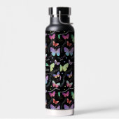 Persoonlijke naam Elegant Paars Bright Butterflies Waterfles (Links)