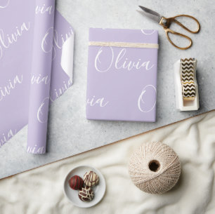 Persoonlijke Naam Elegant Paars Modern Cadeaupapier