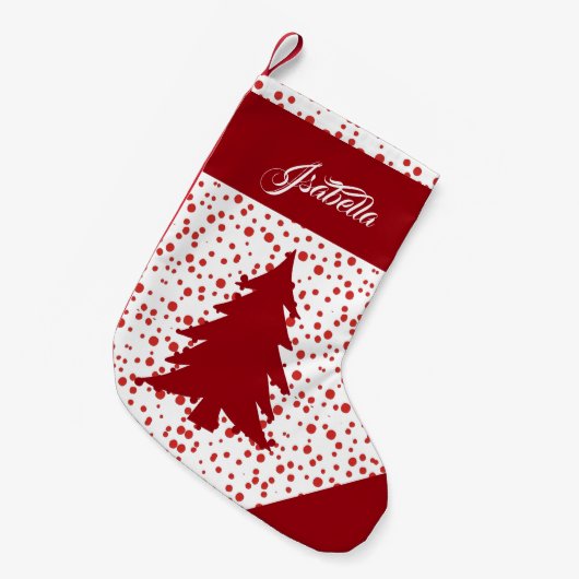 Persoonlijke naam Elegant Xmas Tree Snow Hail Kleine Kerstsok (Voorkant (Hangend))