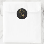 Persoonlijke naam - elegante kat ronde sticker (Tas)