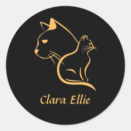 Persoonlijke naam - elegante kat  ronde sticker