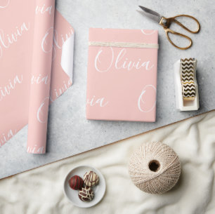 Persoonlijke Naam Elegante Perzik Modern Cadeaupapier