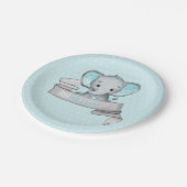 Persoonlijke naam Elephant Baby Boy Blue & Grey Papieren Bordje (Gekanteld)