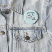 Persoonlijke naam Elephant Baby Boy Blue & Grey Ronde Button 5,7 Cm (In situ)