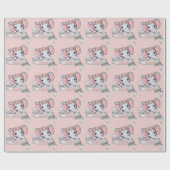 Persoonlijke naam Elephant Baby Girl Pink & Grey Cadeaupapier (Vlak)