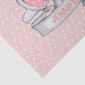 Persoonlijke naam Elephant Baby Girl Pink & Grey Tissuepapier (Detail)