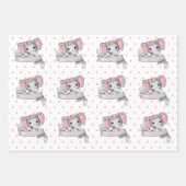 Persoonlijke naam Elephant Baby Girl Pink Pattern Inpakpapier Vel (Voorkant 2)