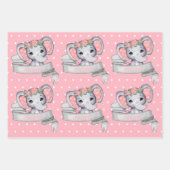 Persoonlijke naam Elephant Baby Girl Pink Pattern Inpakpapier Vel (Voorkant)