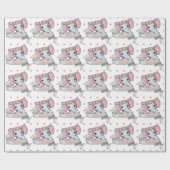 Persoonlijke naam Elephant Baby roze meisje Cadeaupapier (Vlak)