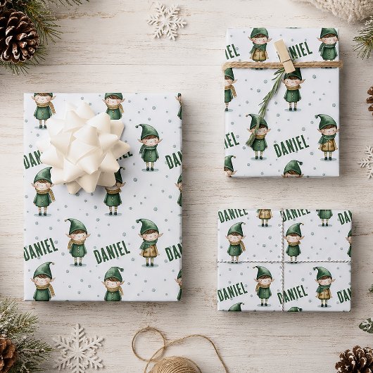 Persoonlijke Naam Elf Kerstmis Inpakpapier Vel