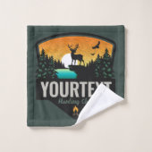 Persoonlijke naam Elk jagen op wilde natuur Sunset Bad Handdoek (Wasdoekje)