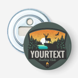 Persoonlijke naam Elk jagen op wilde natuur Sunset Button Flesopener