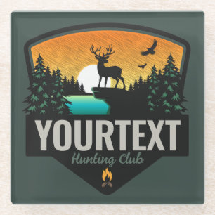 Persoonlijke naam Elk jagen op wilde natuur Sunset Glazen Onderzetter