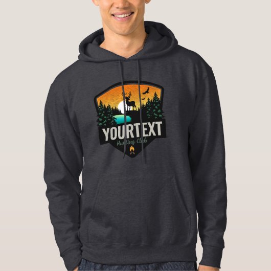 Persoonlijke naam Elk jagen op wilde natuur Sunset Hoodie (Voorkant)