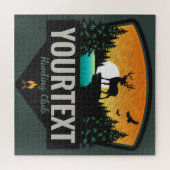 Persoonlijke naam Elk jagen op wilde natuur Sunset Legpuzzel (Horizontaal)