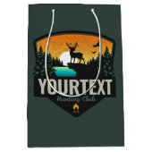 Persoonlijke naam Elk jagen op wilde natuur Sunset Medium Cadeauzakje (Voorkant)