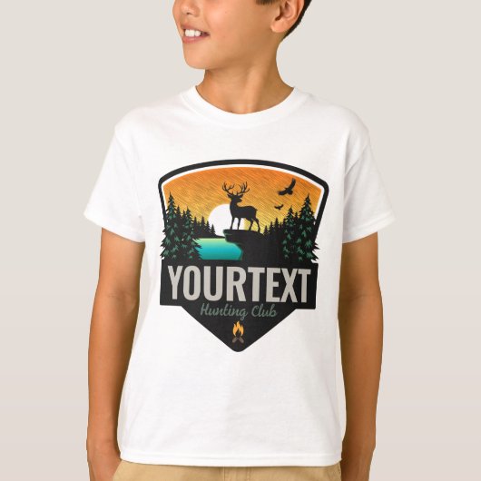 Persoonlijke naam Elk jagen op wilde natuur Sunset T-shirt (Voorkant)