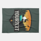 Persoonlijke naam Elk jagen op wilde natuur Sunset Theedoek (Horizontaal)