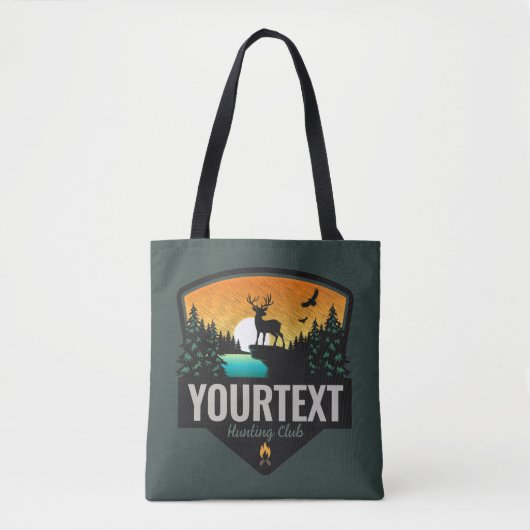 Persoonlijke naam Elk jagen op wilde natuur Sunset Tote Bag (Voorkant)