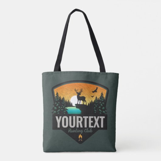 Persoonlijke naam Elk jagen op wilde natuur Sunset Tote Bag (Achterkant)