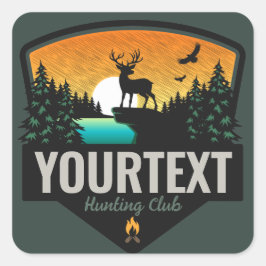 Persoonlijke naam Elk jagen op wilde natuur Sunset Vierkante Sticker