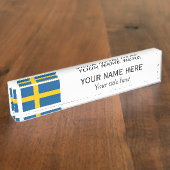 Persoonlijke naam en aangepaste titel Zweedse vlag Naambordje (Zijkant)