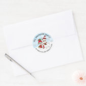 Persoonlijke naam en adres Llama en Snowman Ronde Sticker (Envelop)