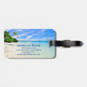 Persoonlijke naam en adres, Sandy Beach Palm Trees Bagagelabel (Achterkant horizontaal)