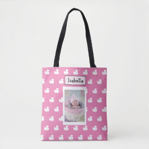 Persoonlijke naam en Baby foto Tote Bag