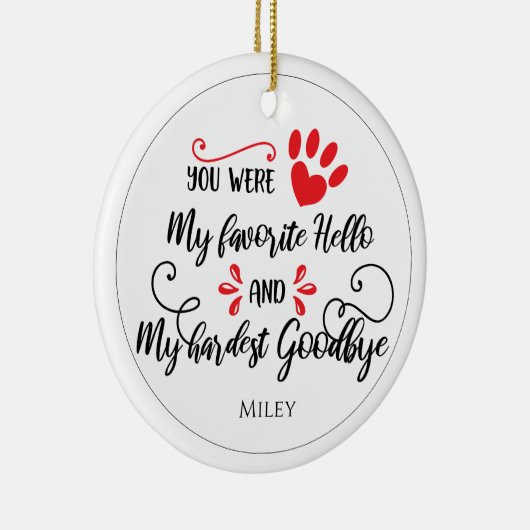 Persoonlijke naam en citaat herdenking voor huisdi keramisch ornament (Rechts)