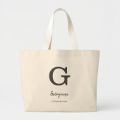 Persoonlijke naam en datum monogram letter "G" Grote Tote Bag (Voorkant)