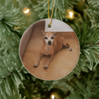 Persoonlijke naam en foto huisdierherdenking keramisch ornament