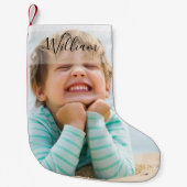 Persoonlijke naam en foto kleine kerstsok (Voorkant)