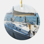 Persoonlijke naam en foto van de boot | Nautisch Keramisch Ornament (Achterkant)