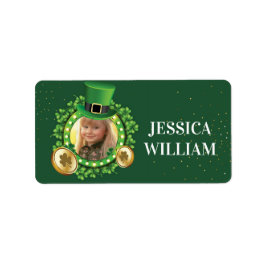 Persoonlijke naam en foto van St. Patrick's Day Gr Etiket