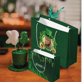 Persoonlijke naam en foto van St. Patrick's Day Gr Groot Cadeauzakje